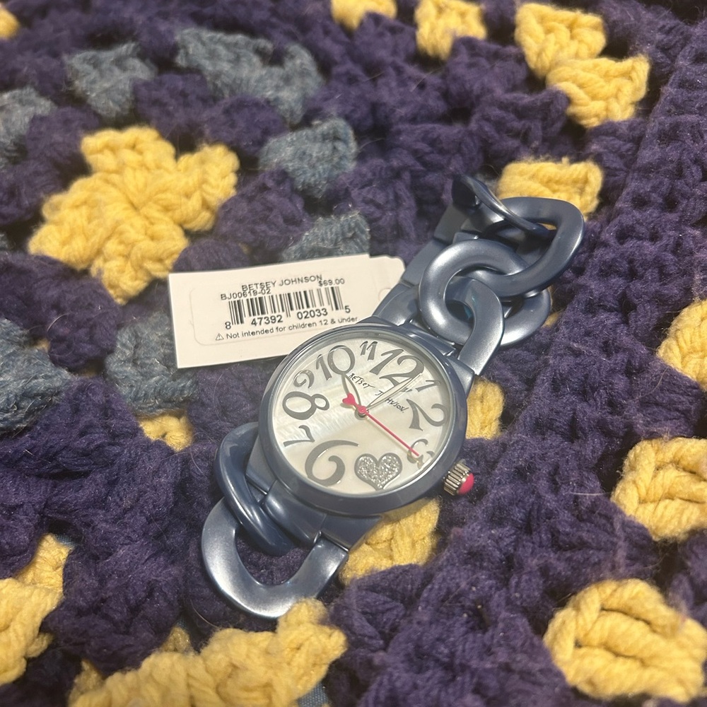 Betsey Johnson Blue and Pink Chain Watch